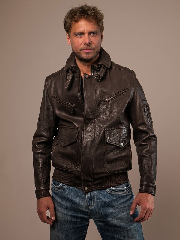 Monte Carlo Mens Leather Flight Jacket