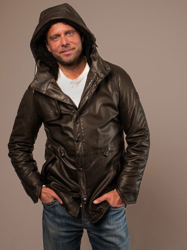 Sherman Mens Leather Coat