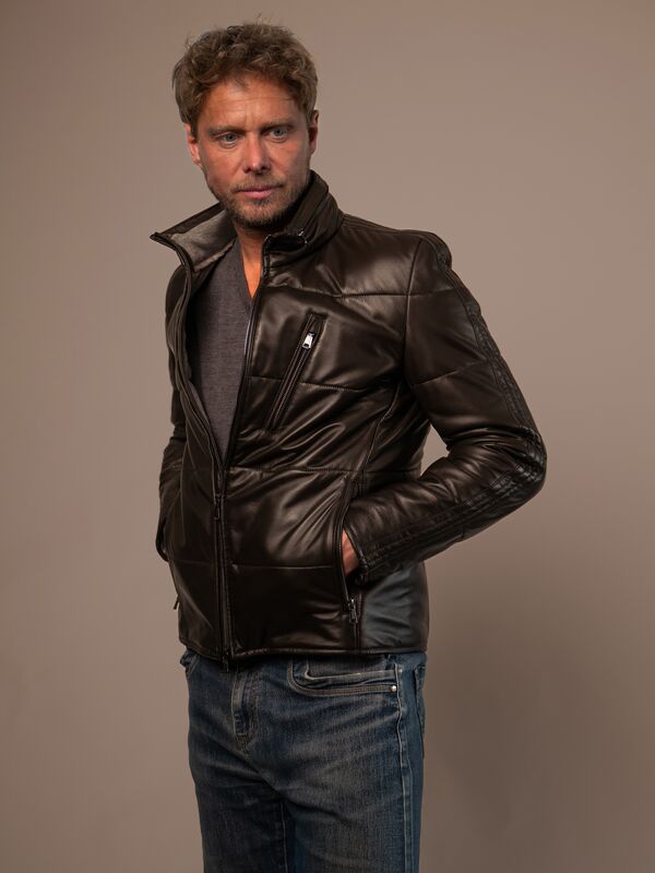 Tempelhof Mens Quilted Leather Jacket